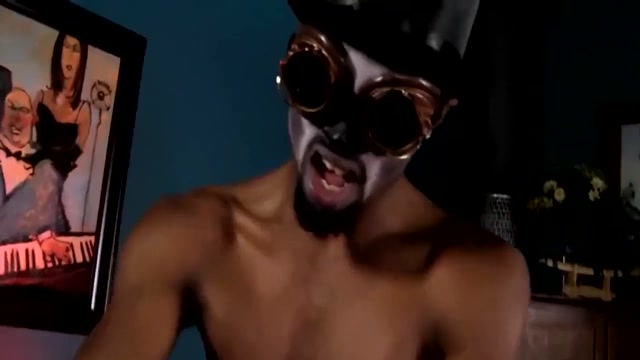 Leather trans doll Tempest throat and ass fucked by black cosplay guy 00012