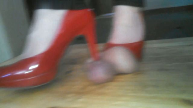 Jewels Foot Fantasy Gems - Crushing His Cock and Balls in Red Pumps 00008